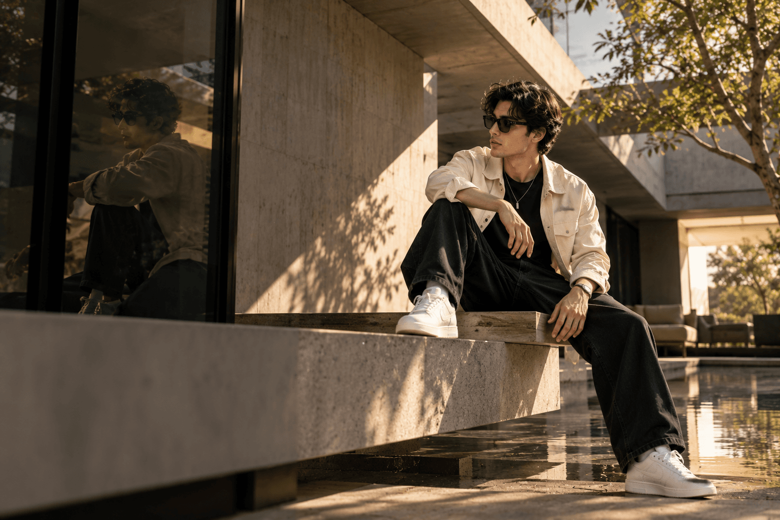Aveez Fashion Brand Editorial Campaign featuring contemporary menswear styling in architectural light